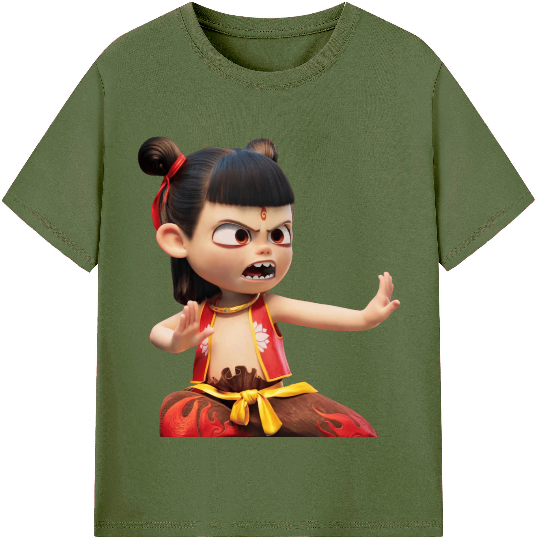 （画像用） Ne Zha 2 ナタ 魔童の大暴れ 綿100％半袖Tシャツ（フロントプリント）
